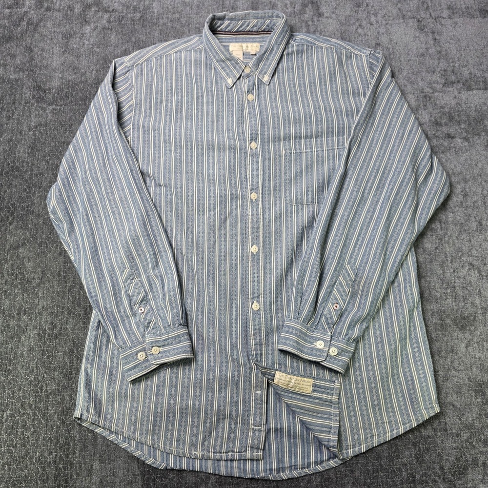 Territory Ahead Button Down Shirt Mens LT Large Tall Blue White Striped Cotton